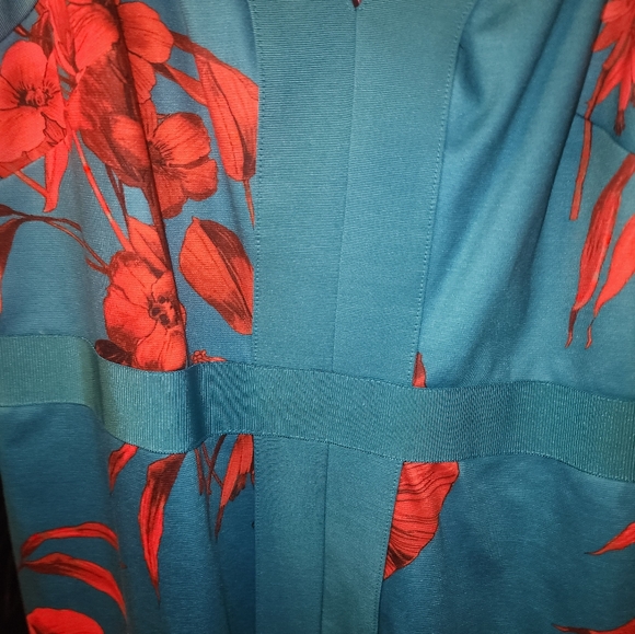 Ted Baker Turquiose and Orange Floral Cocktail Dress Size 5 - Picture 12 of 13